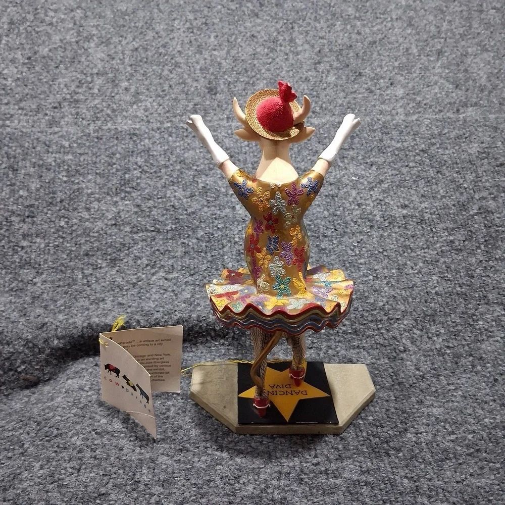CowParade Dancing Diva Figurine Multi-Color Floral Tutu Cow Art Collectible 6